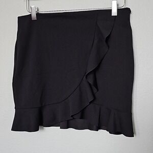 Kyrra Starlette NWT Whimsigoth Girly Black Ruffle Front Stretch Skirt Jr's Large